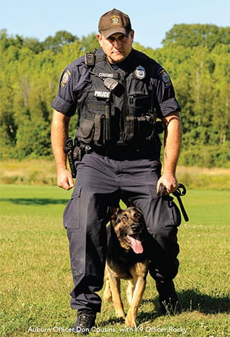 Auburn Police Officer Don Cousins with K9 Officer Rocky