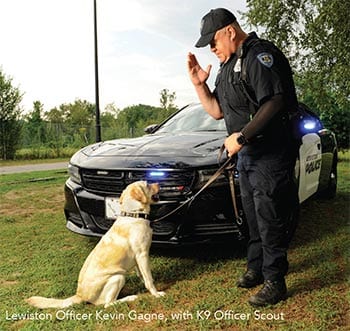 Lewiston Main Officer Kevin Gagne with Scout