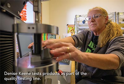 Quality testing line at Polymer Labs Lewiston ME