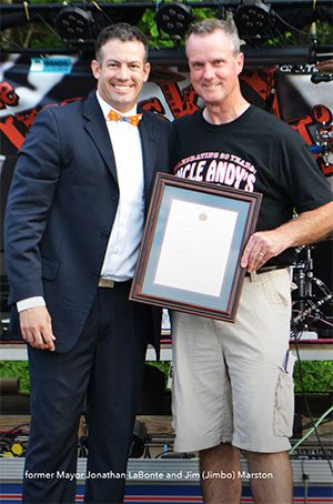 Jimbo Marston Summer Block Party Founder, with Mayor Jonathan Labonte