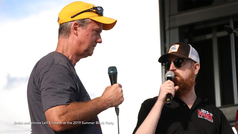 Jimbo Marston with Leif Erickson of 107.5 Frank FM at 2019 Summer Block Party